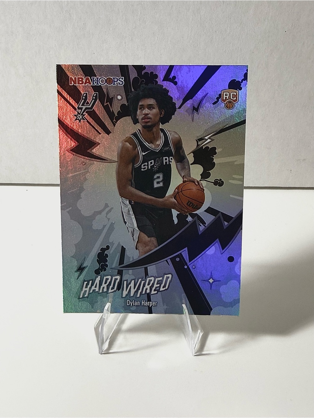 NBA Hoops Dylan Harper Hard Wired Rookie Card - Spurs (Black/White)